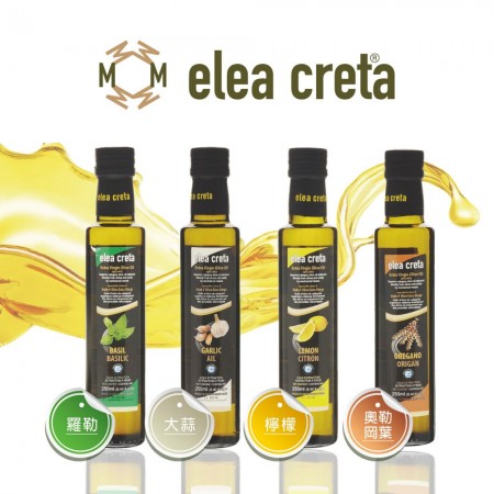 elea creta 希臘克里特島 風味特級初榨橄欖油 250ml 1瓶入 羅勒/大蒜/檸檬/奧勒岡葉 原瓶裝進口